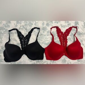 Victoria's Secret Black and Red Lace Bras